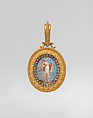 Etruscan revival pendant, Probably Eugêne Fontenay (French, 1823–1887), Gold, enamel, diamond, French