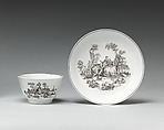Cup and saucer (part of a set of four), Worcester factory (British, 1751–2008), Soft-paste porcelain, British, Worcester