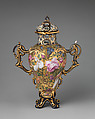 Perfume vase (one of a pair), Chelsea Porcelain Manufactory (British, 1745–1784, Gold Anchor Period, 1759–69), Soft-paste porcelain, burnished gold ground, British, Chelsea
