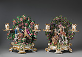 Candelabrum (one of a pair), Chelsea Porcelain Manufactory (British, 1745–1784, Gold Anchor Period, 1759–69), Soft-paste porcelain, British, Chelsea