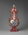 Vase (one of a set of three), Chelsea Porcelain Manufactory (British, 1745–1784, Gold Anchor Period, 1759–69), Soft-paste porcelain, British, Chelsea