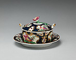Butter dish with cover and tray, Worcester factory (British, 1751–2008), Soft-paste porcelain, British, Worcester