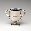Two-handled cup, Josiah Wedgwood and Sons (British, Etruria, Staffordshire, 1759–present), Lustered, silver and copper, British, Staffordshire