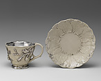 Cup and saucer, Pottery, creamware, British