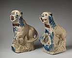 Pair of Chinese dogs of Foo, Salt-glazed stoneware, British, Staffordshire