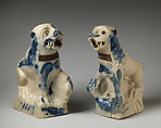Pair of Chinese dogs of Foo, Salt-glazed stoneware, British, Staffordshire