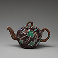 Teapot, Salt-glazed stoneware, British, Staffordshire