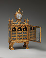 Nécessaire incorporating a watch (one of a pair), John Barbot (British, recorded 1751–65), Gold, agate, rubies, diamonds, silver, wood carcass, silk velvet, mirror glass; glass, enamel, ivory, steel; movement: gilded brass, steel; enamel face, British, London