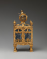 Nécessaire incorporating a watch (one of a pair), John Barbot (British, recorded 1751–65), Gold, agate, rubies, diamonds, silver, wood carcass, silk velvet, mirror glass; glass, enamel, ivory, steel; movement: gilded brass, steel; enamel face, British, London