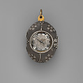 Watch, Watchmaker: Henry Grendon (British, Clockmakers' Company 1640), Rock crystal, gold, silver, gilded brass; steel, partly blued, fish skin, British, London