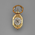 Watch, Watchmaker: Henry Grendon (British, Clockmakers&#39; Company 1640), Rock crystal, gold, silver, gilded brass; steel, partly blued, fish skin, British, London