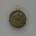Quarter repeater watch, Watchmaker: William Webster (British, Clockmakers&#39; Company 1710–34, died 1735), Gold, shagreen, enamel, British, London