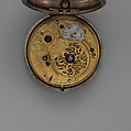 Pair-case watch and key, Watchmaker: Stephen Gibbs (British, born ca. 1733, Clockmakers&#39; Company 1748–64), Silver; painted enamel;  brass and steel, British, London