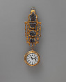 Watch and chatelaine, Watchmaker: John Rich (British, active 1735–75), Agate, gold, diamonds, rubies, enamel, British, London