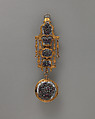 Watch and chatelaine, Watchmaker: John Rich (British, active 1735–75), Agate, gold, diamonds, rubies, enamel, British, London