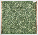 Green Silk Damask, Silk damask weave, Italian, Venice or Genoa
