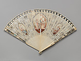 Fan, Ivory and gilt, British