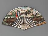 Fan, Mother-of-pearl and paper, Chinese with European sticks