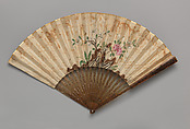 Folding Fan with Scene of Pedlars, Ladies, and a Playing Child, Paper, tortoiseshell, Chinese with European sticks