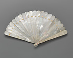 Brisé Fan, with Boating Landscape Scene, Mother-of-pearl, Chinese, for the European Market