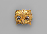 Brooch in the form of an owl head, Firm of Castellani, Gold, agate, Italian, Rome