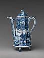 Coffeepot, Hard-paste porcelain decorated in underglaze blue, Chinese, probably for Dutch market