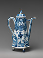 Coffeepot, Hard-paste porcelain decorated in underglaze blue, Chinese, probably for Dutch market