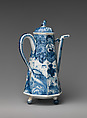 Coffeepot, Hard-paste porcelain decorated in underglaze blue, Chinese, probably for Dutch market