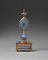 Boudoir clock, Clockmaker: Firm of Jaquet-Droz &amp; Leschot, London and Geneva (1752–1791), Gold, enamel, British, London with Swiss, Geneva case