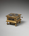 Table clock, Clockmaker: Johann Heinrich Kleinschmidt (German), Brass, silver, German