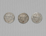 Counter box with set of thrity-three counters, Silver, British, London