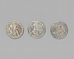 Counter box with set of thrity-three counters, Silver, British, London