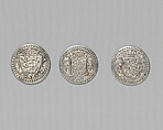 Counter box with set of thrity-three counters, Silver, British, London