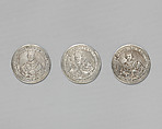 Counter box with set of thrity-three counters, Silver, British, London