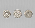 Counter box with set of thrity-three counters, Silver, British, London