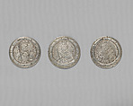 Counter box with set of thrity-three counters, Silver, British, London
