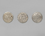Counter box with set of thrity-three counters, Silver, British, London