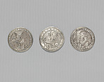 Counter box with set of thrity-three counters, Silver, British, London
