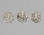 Counter box with set of thrity-three counters, Silver, British, London