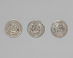 Counter box with set of thrity-three counters, Silver, British, London