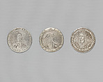 Counter box with set of thrity-three counters, Silver, British, London