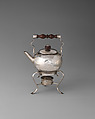 Miniature kettle with stand, Joseph Collier, Silver, wood, British, Exeter