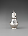 Miniature caster with cover, David Clayton (British, active 1689), Silver, glass, British, London