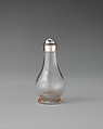 Miniature bottle with cover, David Clayton (British, active 1689), Silver, glass, British, London