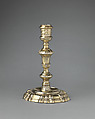 Pair of candlesticks, John Gould (entered 1739), Silver gilt, British, London