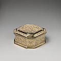 Box with cover (one of a pair) (part of a toilet service), William Fowle (1658–1684, active 1681–84), Silver gilt, British, London
