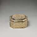 Box with cover (one of a pair) (part of a toilet service), William Fowle (1658–1684, active 1681–84), Silver gilt, British, London