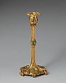 Large candlestick (one of a pair, part of a set), Asprey (British, founded 1781), Gilt bronze, malachite, British, London