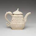 Teapot, Salt-glazed stoneware, British, Staffordshire