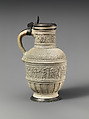 Jug, Decoration after a design by Sebald Beham (German, Nuremberg 1500–1550 Frankfurt), Salt-glazed stoneware; pewter lid, German, Siegburg